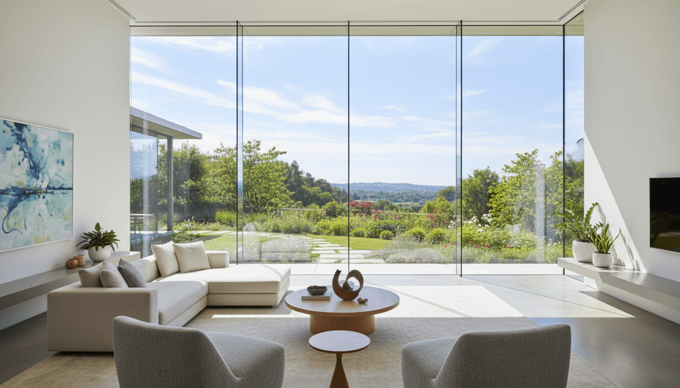 clean empty new construction home interior with large windows bright natural light